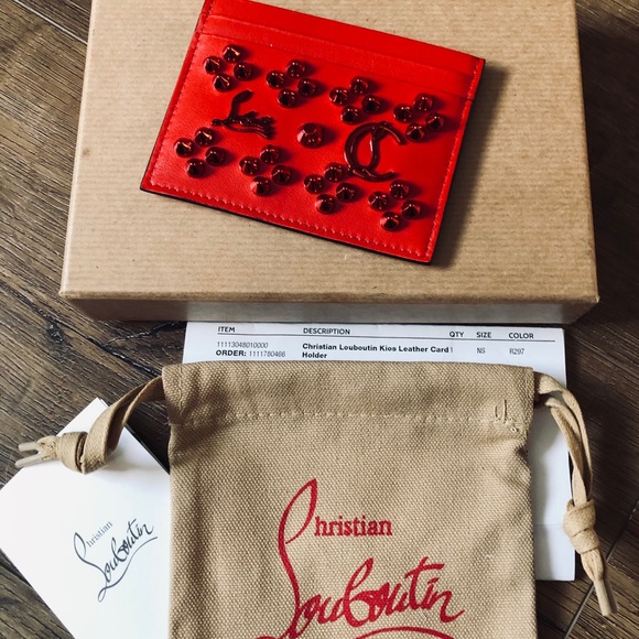 LOUBOUTIN-AUTHENTIC NWT Red Leather Card Holder - Picture 4 of 12